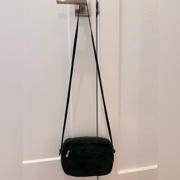 Bottega Veneta Vintage Suede Camera Bag in Dark Green